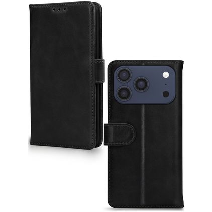 Mobilize Wallet iPhone 17 Pro Hoesje Echt Leer Bookcase Portemonnee - Zwart
