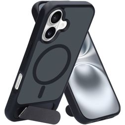 Mobiparts Hardcover iPhone 16 MagSafe Hoesje Hardcase Backcover met Standaard - Satin Black