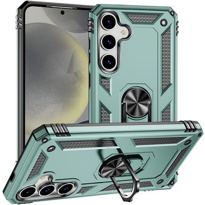 Mobigear Armor ring Samsung Galaxy S25 Plus Hoesje Hardcase Backcover Shockproof met Ringhouder - Groen