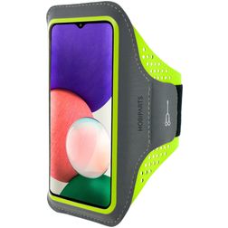 Mobiparts Comfort Fit Telefoonhouder Hardlopen Samsung Galaxy A22 5G Sport Hoesje Neopreen Sportarmband - Neon Green