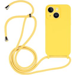 Mobigear Lanyard iPhone 15 Siliconen Hoesje met koord - Geel