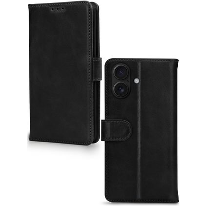 Mobilize Wallet iPhone 17 Hoesje Echt Leer Bookcase Portemonnee - Zwart