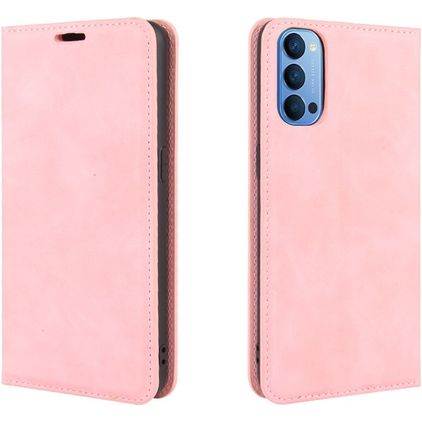 Mobigear Retro Slim OPPO Reno 4 Hoesje Bookcase Portemonnee - Roze