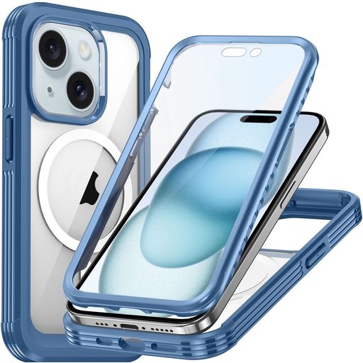 Mobigear Rugged Mag iPhone 15 MagSafe Hoesje Hardcase Backcover Shockproof - Blauw