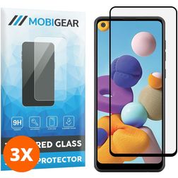 Mobigear Premium Samsung Galaxy A21 Glazen Screenprotector - Case Friendly - Zwart (3-Pack)