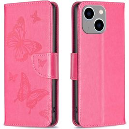 Mobigear Butterfly iPhone 15 Plus Hoesje Bookcase Portemonnee - Magenta