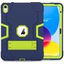 Mobigear ShieldStand iPad 10 (2022) Hoes Hard kunststof / Siliconen Backcover + Standaard - Groen / Marineblauw
