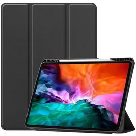 Mobigear Tri-Fold Gel iPad Pro 12.9 Inch (2021) Hoes TPU,Kunstleer Bookcase + Stylus Houder - Zwart