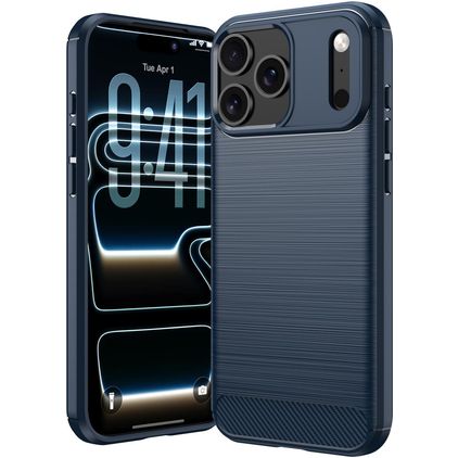 Mobigear Brushed Slim iPhone 18 Pro Max Hoesje Flexibel TPU Backcover - Blauw