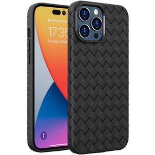 Mobigear Woven iPhone 14 Pro Hoesje Flexibel TPU Backcover - Zwart