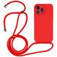 Mobigear Lanyard iPhone 15 Pro Siliconen Hoesje met koord - Rood