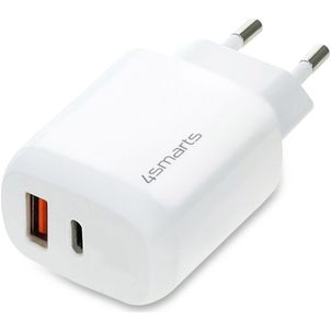 4Smarts DoublePort Dual USB / USB-C Quick Charge 3 30W - Wit