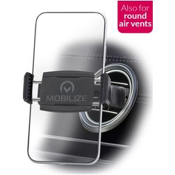 Mobilize Round Vent Telefoonhouder Auto Ventilatierooster Klem Universeel - Zwart