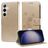 Mobigear Flowers Samsung Galaxy S25 Plus Hoesje Bookcase Portemonnee - Goud