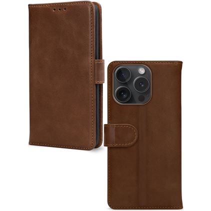 Mobilize Wallet iPhone 15 Pro Hoesje Echt Leer Bookcase Portemonnee - Bruin