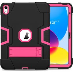 Mobigear ShieldStand iPad 10 (2022) Hoes Hard Kunststof,Siliconen Backcover + Standaard - Zwart / Roze