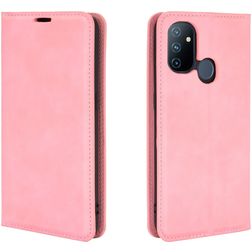 Mobigear Retro Slim OnePlus Nord N100 Hoesje Bookcase Portemonnee - Roze
