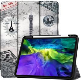 Mobigear Tri-Fold Gel iPad Pro 11 Inch (2022) Hoes TPU,Kunstleer Bookcase + Stylus Houder - Eiffeltoren