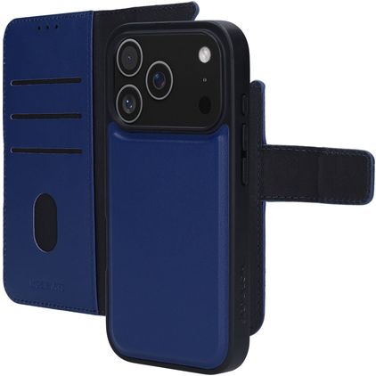 Mobiparts iPhone 17 Pro Hoesje Echt Leer Uitneembare 2in1 Bookcase Portemonnee - Blauw
