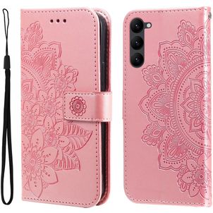 Mobigear Flowers Samsung Galaxy S23 Plus Hoesje Bookcase Portemonnee - Magenta