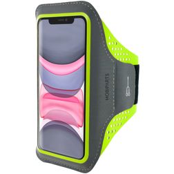 Mobiparts Comfort Fit Telefoonhouder Hardlopen iPhone 11 Sport Hoesje Neopreen Sportarmband - Neon Green