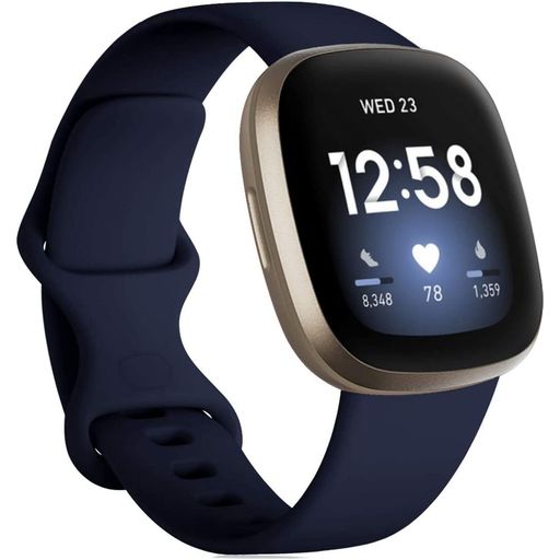 Mobigear Sport Dual Siliconen Fitbit Versa 3 Bandje Druksluiting - Donkerblauw