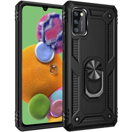 Mobigear Armor Ring Samsung Galaxy A41 Hoesje Hardcase Backcover Shockproof met Ringhouder - Zwart