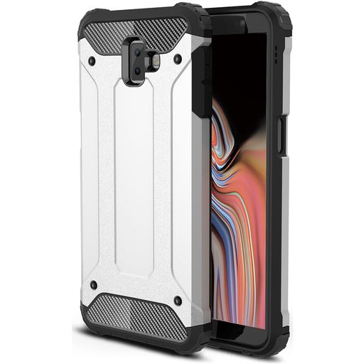Mobigear Outdoor Samsung Galaxy J6 Plus Hoesje Hardcase Backcover Shockproof - Zilver