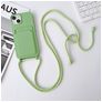 Mobigear Lanyard Card iPhone 15 Plus Siliconen Hoesje met koord en Pasjeshouder - Groen