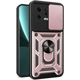 Mobigear Armor Ring Cam Slide Xiaomi 13 Hoesje Hardcase Backcover Shockproof met Ringhouder en Camera Slider - Roségoud