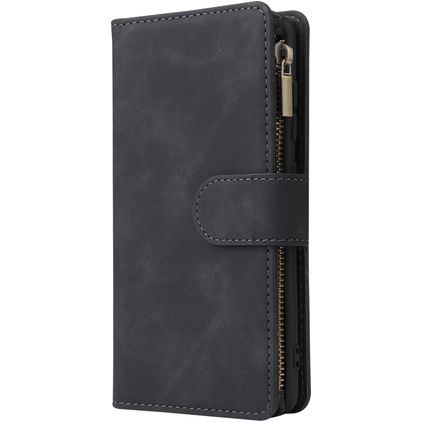 Mobigear Zipper Samsung Galaxy A41 Hoesje Bookcase Portemonnee - Zwart
