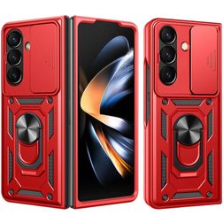 Mobigear Armor Ring Cam Slide Samsung Galaxy Z Fold 8 Ultra Hoesje Hardcase Backcover Shockproof met Ringhouder en Camera Slider - Rood