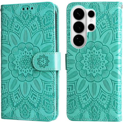 Mobigear Sunflower Samsung Galaxy S26 Ultra Hoesje Bookcase Portemonnee - Groen