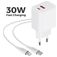 Mobiparts Wall Charger Dual USB / USB-C USB-C 1 Meter Power Delivery 30W 3A - Wit