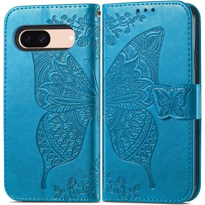 Mobigear Butterfly Google Pixel 8a Hoesje Bookcase Portemonnee - Blauw