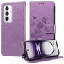 Mobigear Flowers OPPO Reno 12 Pro Hoesje Bookcase Portemonnee - Paars