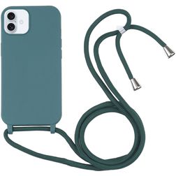 Mobigear Lanyard iPhone 16 Siliconen Hoesje met koord - Groen
