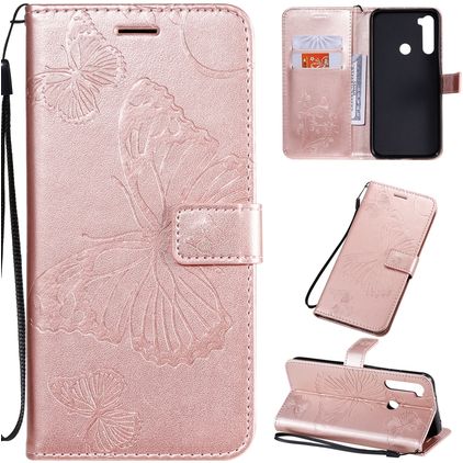 Mobigear Butterfly Xiaomi Redmi Note 8T Hoesje Bookcase Portemonnee - Roségoud