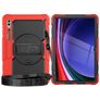 Mobigear SureGrip Xtreme Samsung Galaxy Tab S9 Ultra Hoes Hard Kunststof,Siliconen Backcover + Schouderband + Standaard - Zwart / Rood