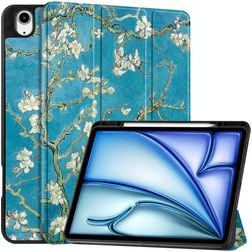 Mobigear Tri-Fold iPad Air 13 Inch (2025) Hoes Bookcase + Stylus Houder - Almond Blossoms