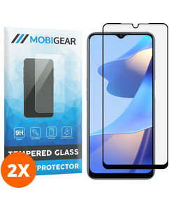 Mobigear Premium OPPO A16 Glazen Screenprotector - Case Friendly - Zwart (2-Pack)