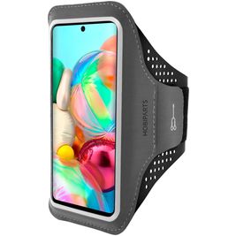 Mobiparts Comfort Fit Telefoonhouder Hardlopen Samsung Galaxy A71 Sport Hoesje Neopreen Sportarmband - Zwart