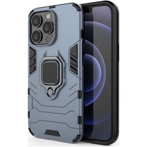 Mobigear Armor Ring iPhone 13 Pro Hoesje Hardcase Backcover Shockproof met Ringhouder - Blauw
