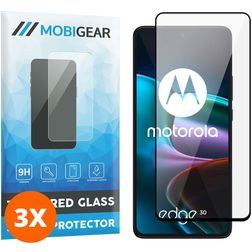 Mobigear Premium Motorola Edge 30 Glazen Screenprotector - Case Friendly - Zwart (3-Pack)