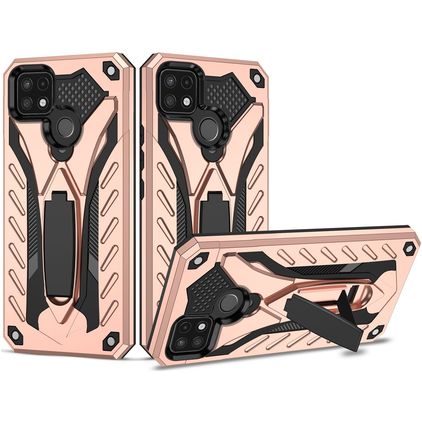Mobigear Armor Stand Realme C25Y Hoesje Hardcase Backcover Shockproof met Standaard - Roségoud