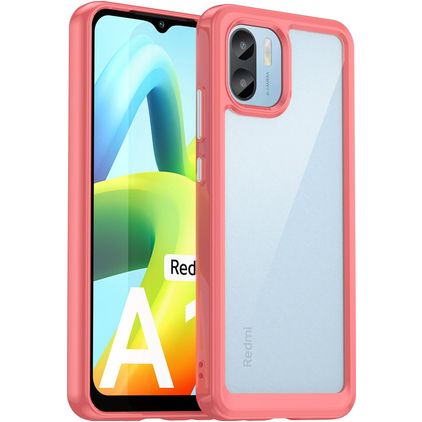 Mobigear Crystal Xiaomi Redmi A1 4G Hoesje Hardcase Backcover Shockproof - Transparant / Rood