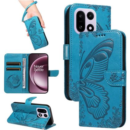 Mobigear Butterfly OnePlus 15 Hoesje Bookcase Portemonnee - Blauw