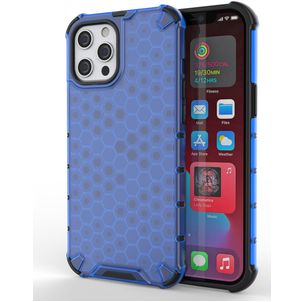 Mobigear Honeycomb iPhone 13 Pro Max Hoesje Hardcase Backcover Shockproof - Blauw