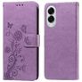 Mobigear Flowers Samsung Galaxy S25 Edge Hoesje Bookcase Portemonnee - Paars