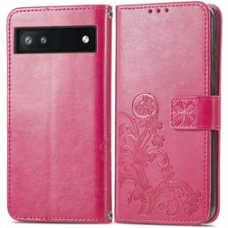Mobigear Clover Google Pixel 6a Hoesje Bookcase Portemonnee - Magenta